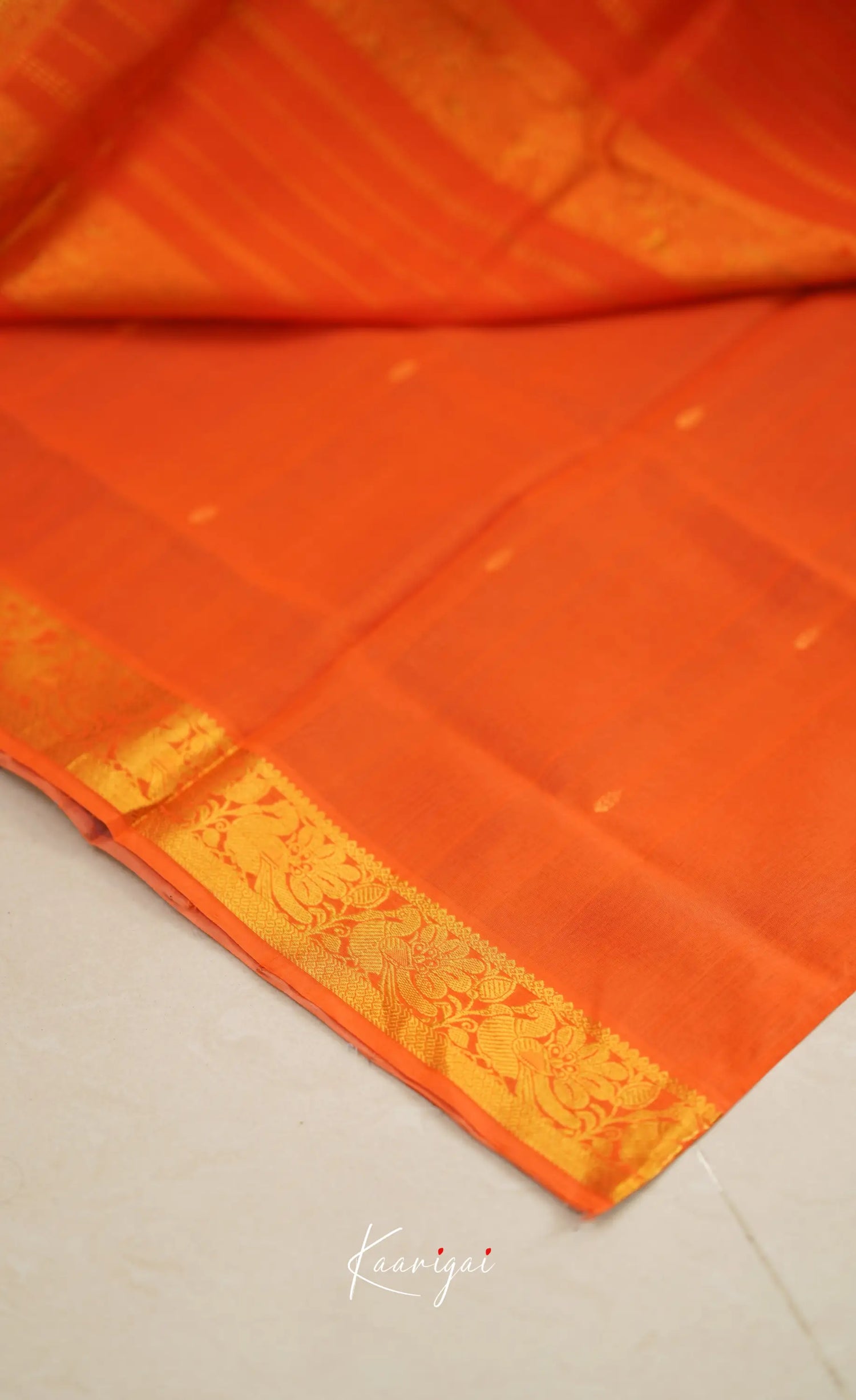 Chaarvi- Ash With Orange Kanchi Silk Cotton Saree Sarees