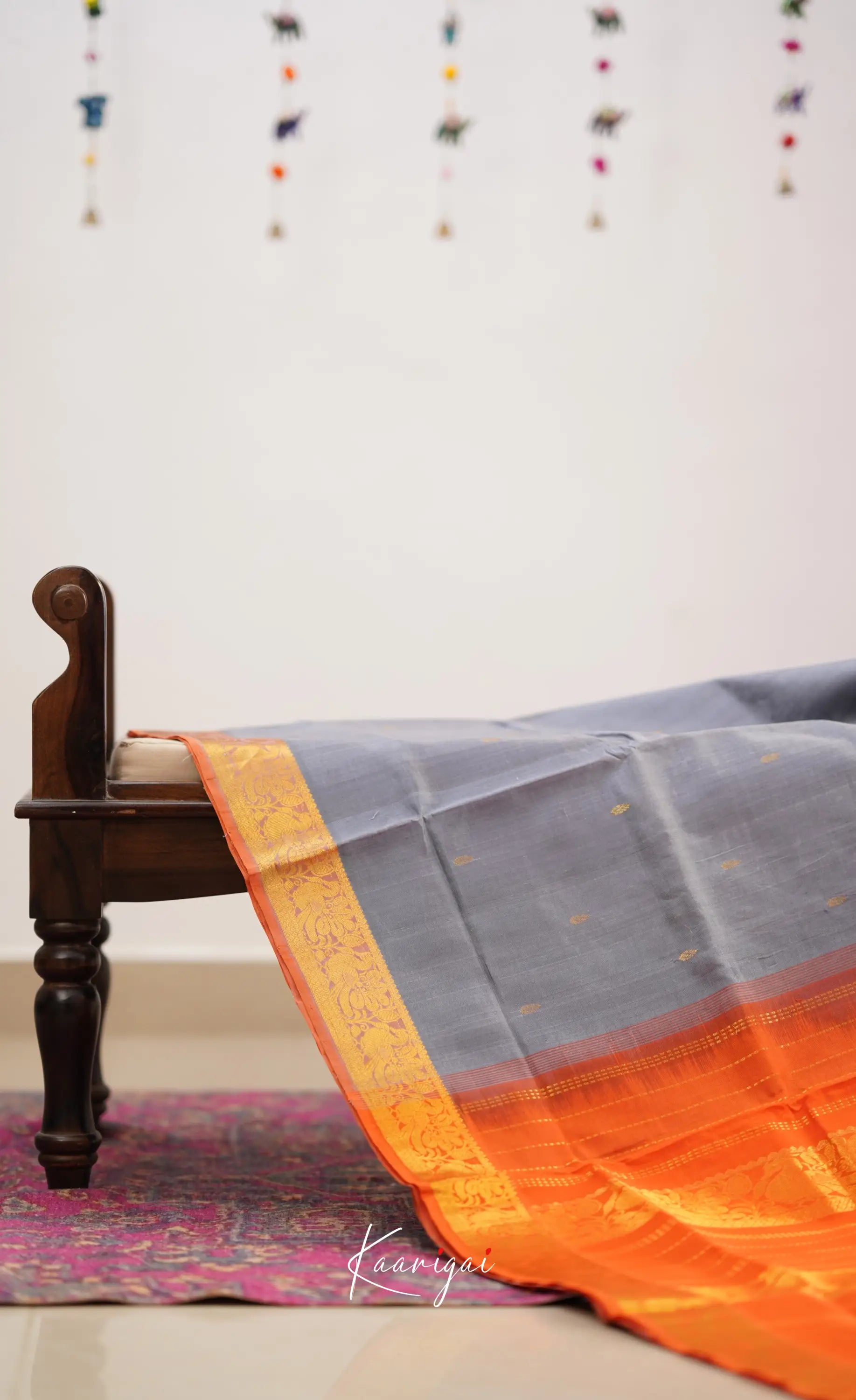 Chaarvi- Ash With Orange Kanchi Silk Cotton Saree Sarees