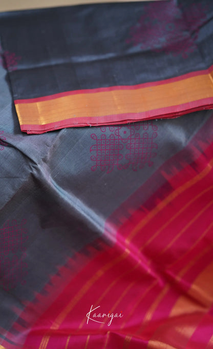 Chaarvi- Ash With Pink Kanchi Silk Cotton Saree Sarees