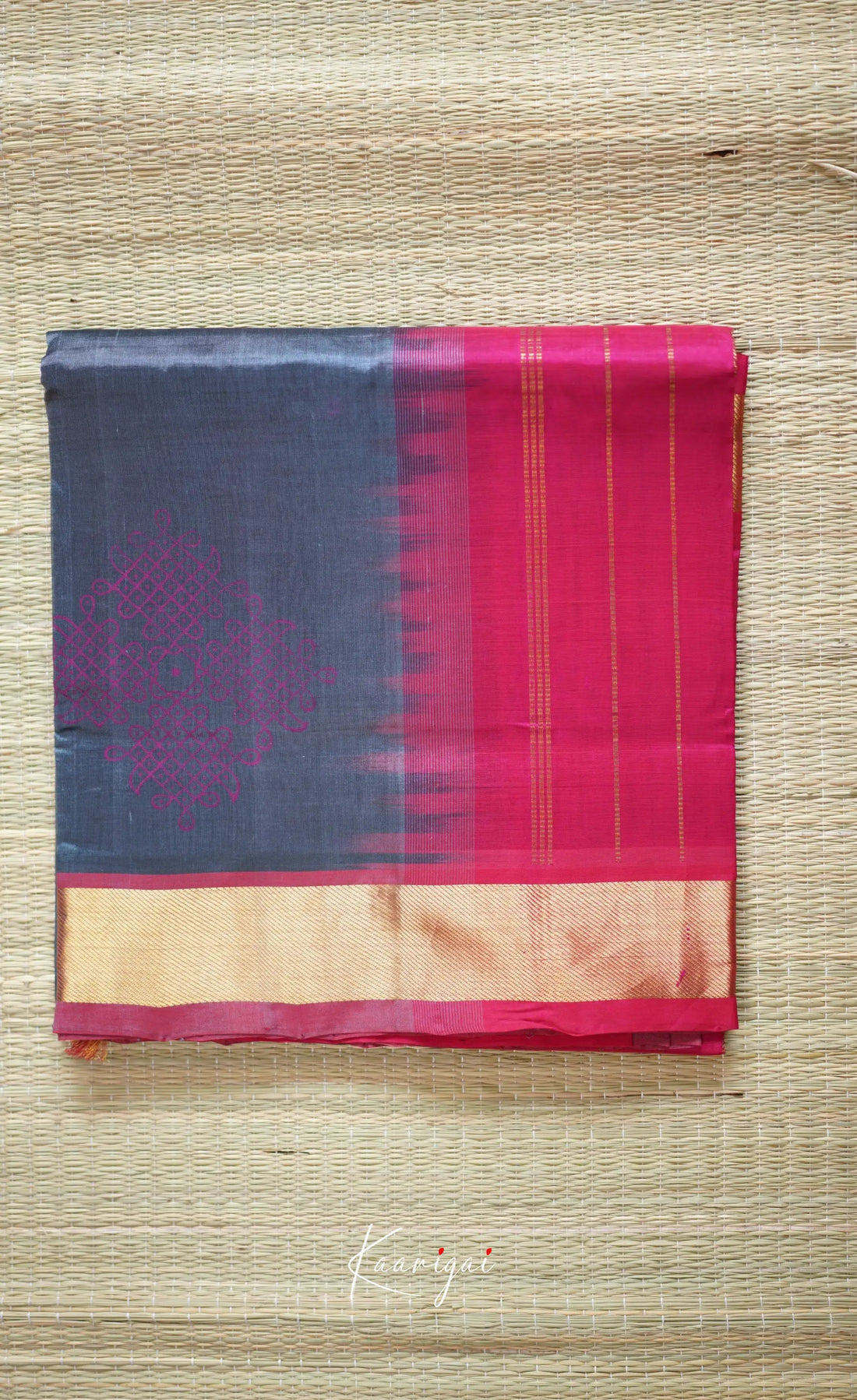 Chaarvi- Ash With Pink Kanchi Silk Cotton Saree Sarees