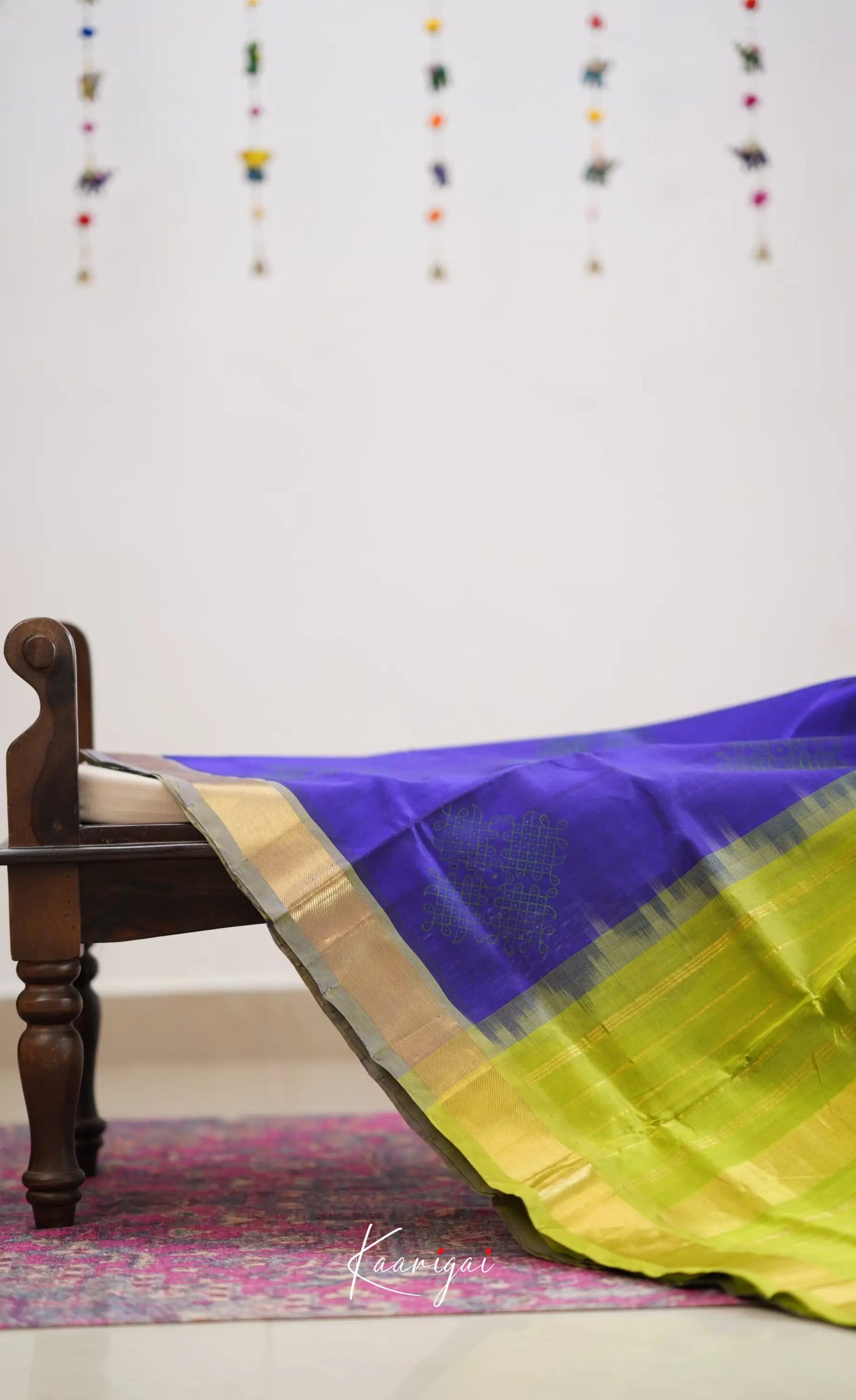 Chaarvi- Blue With Green Kanchi Silk Cotton Saree Sarees