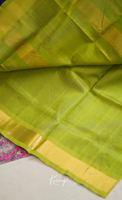 Chaarvi- Blue With Green Kanchi Silk Cotton Saree Sarees