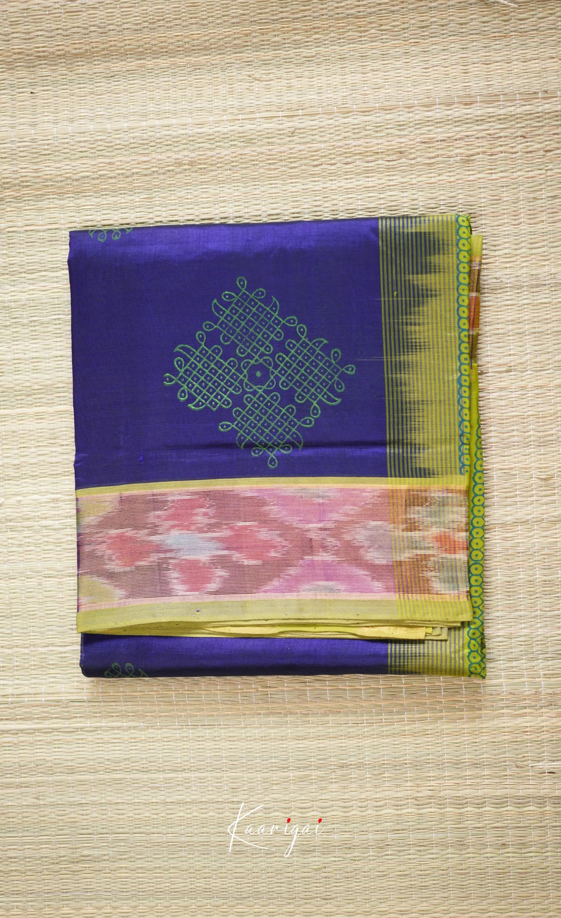 Chaarvi- Blue With Green Kanchi Silk Cotton Saree Sarees