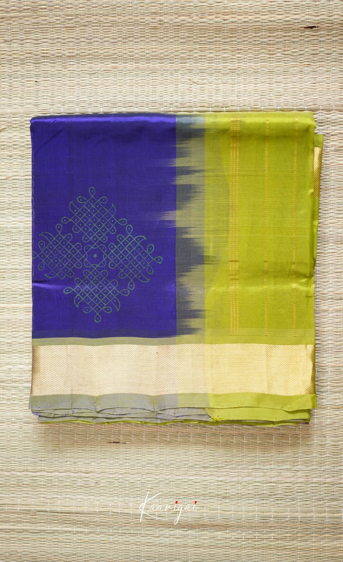 Chaarvi- Blue With Green Kanchi Silk Cotton Saree Sarees