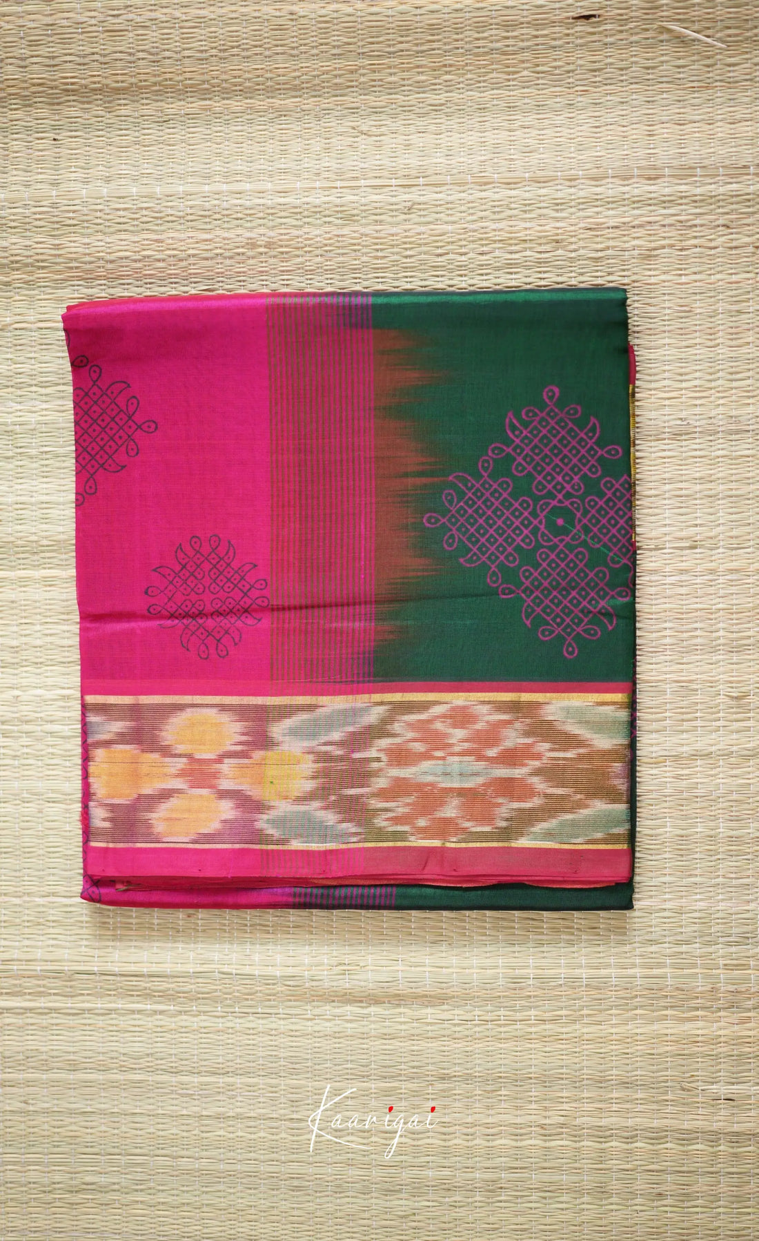 Chaarvi- Bottle Green With Magenta Kanchi Silk Cotton Saree Sarees