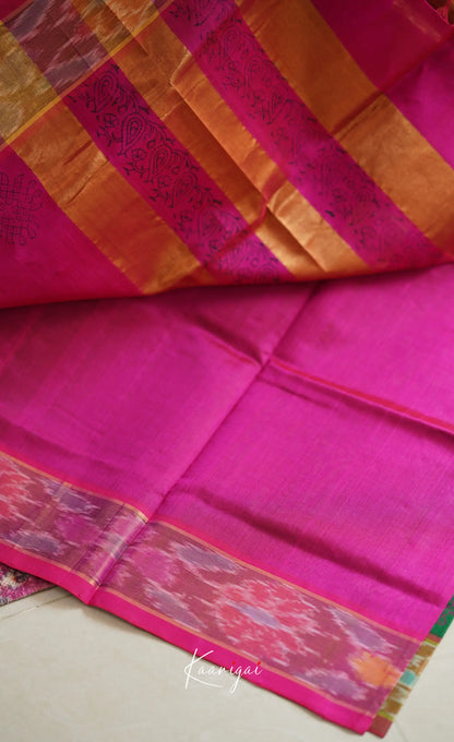 Chaarvi- Bottle Green With Magenta Kanchi Silk Cotton Saree Sarees