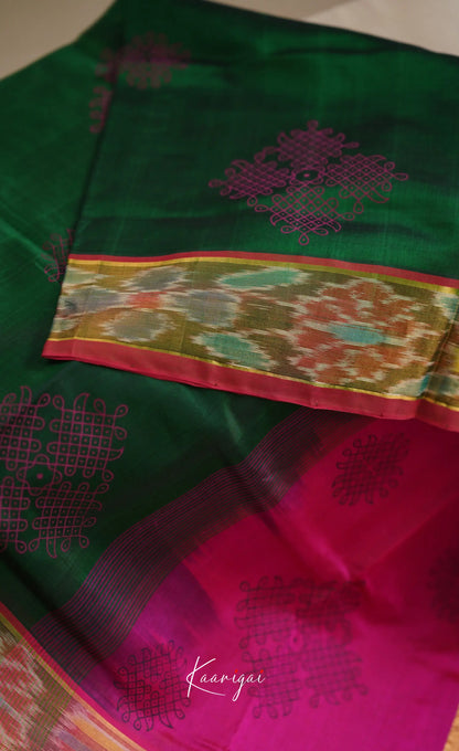 Chaarvi- Bottle Green With Magenta Kanchi Silk Cotton Saree Sarees