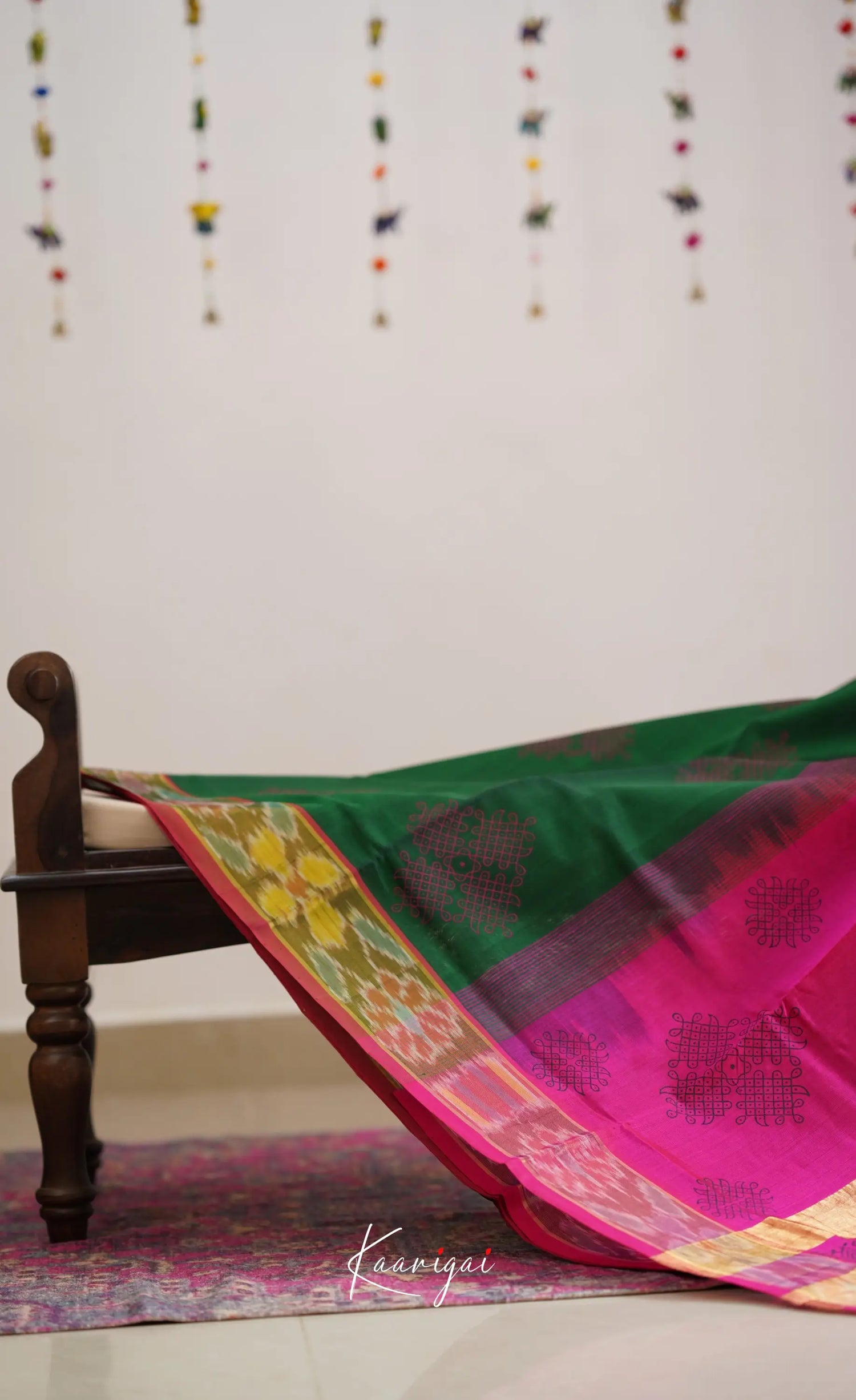 Chaarvi- Bottle Green With Magenta Kanchi Silk Cotton Saree Sarees