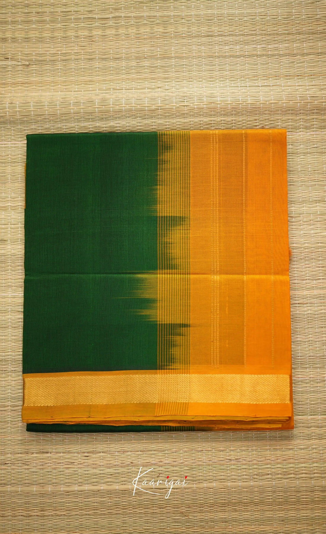 Chaarvi- Bottle Green With Orange Kanchi Silk Cotton Saree Sarees