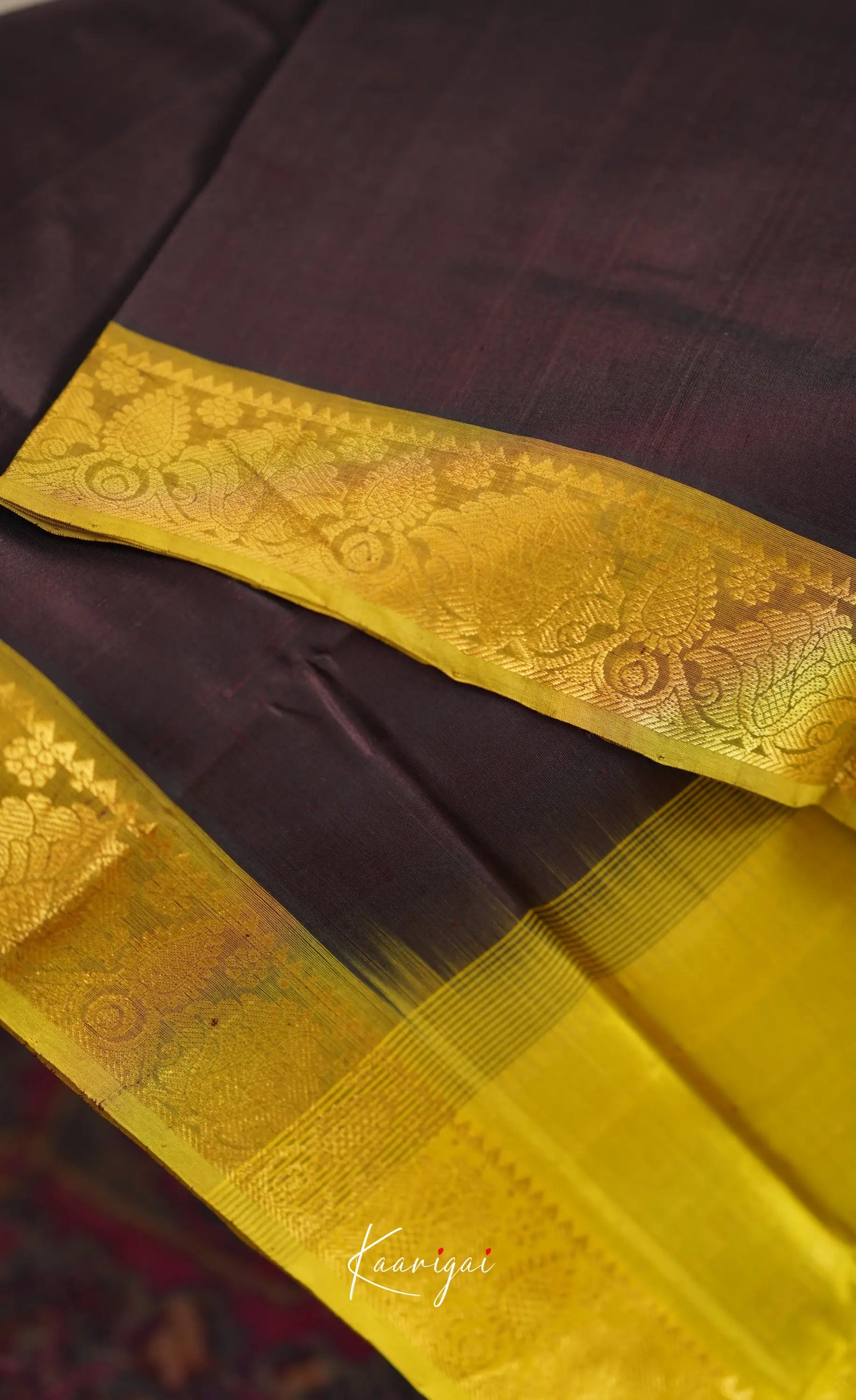 Chaarvi- Deep Coffee Brown With Henna Green Kanchi Silk Cotton Saree Sarees