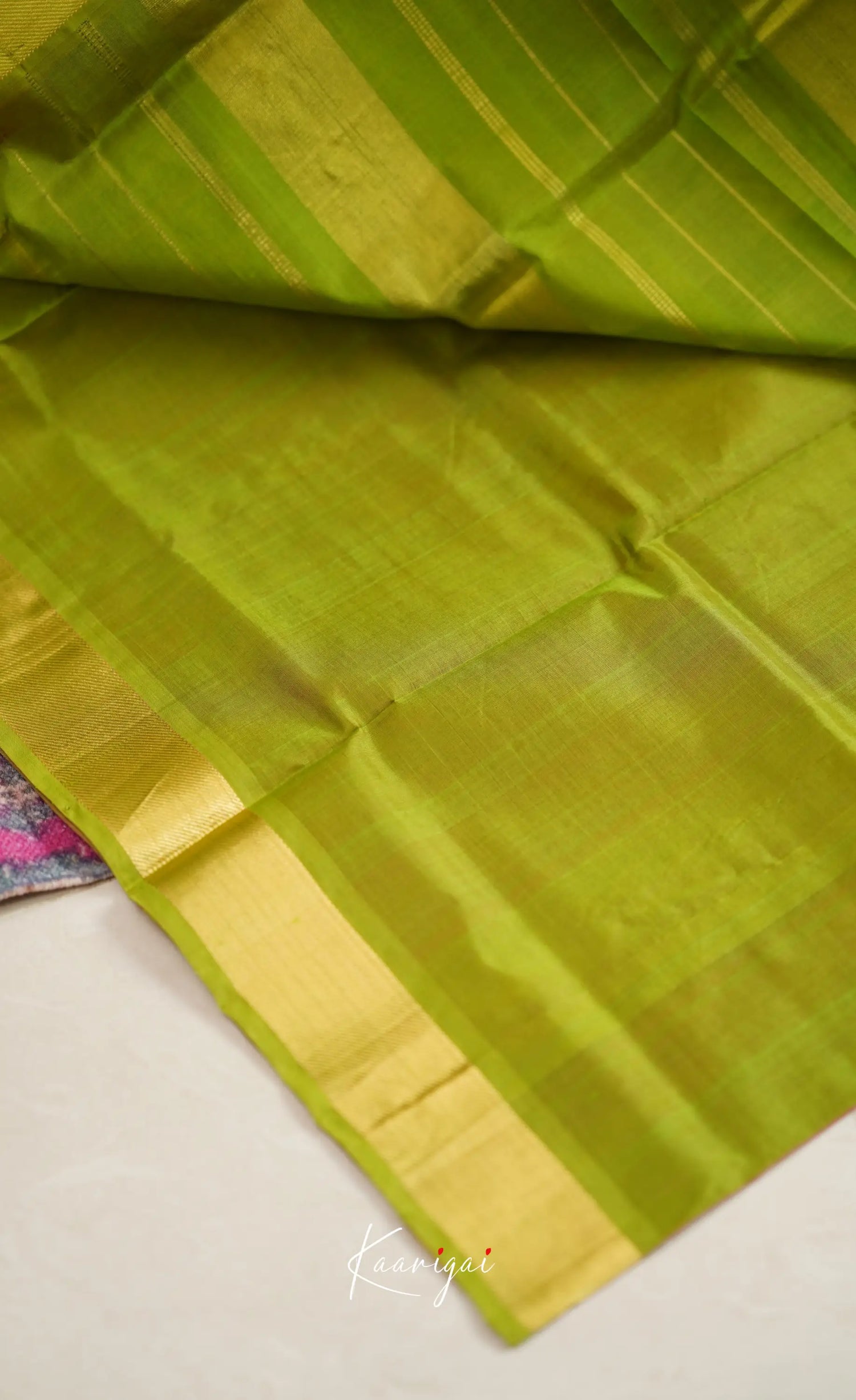 Chaarvi- Hot Pink With Green Kanchi Silk Cotton Saree Sarees