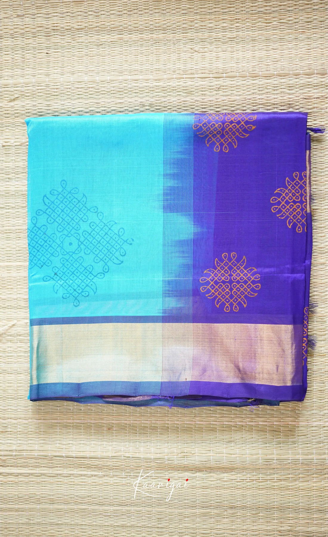 Chaarvi- Light Blue With Dark Kanchi Silk Cotton Saree Sarees