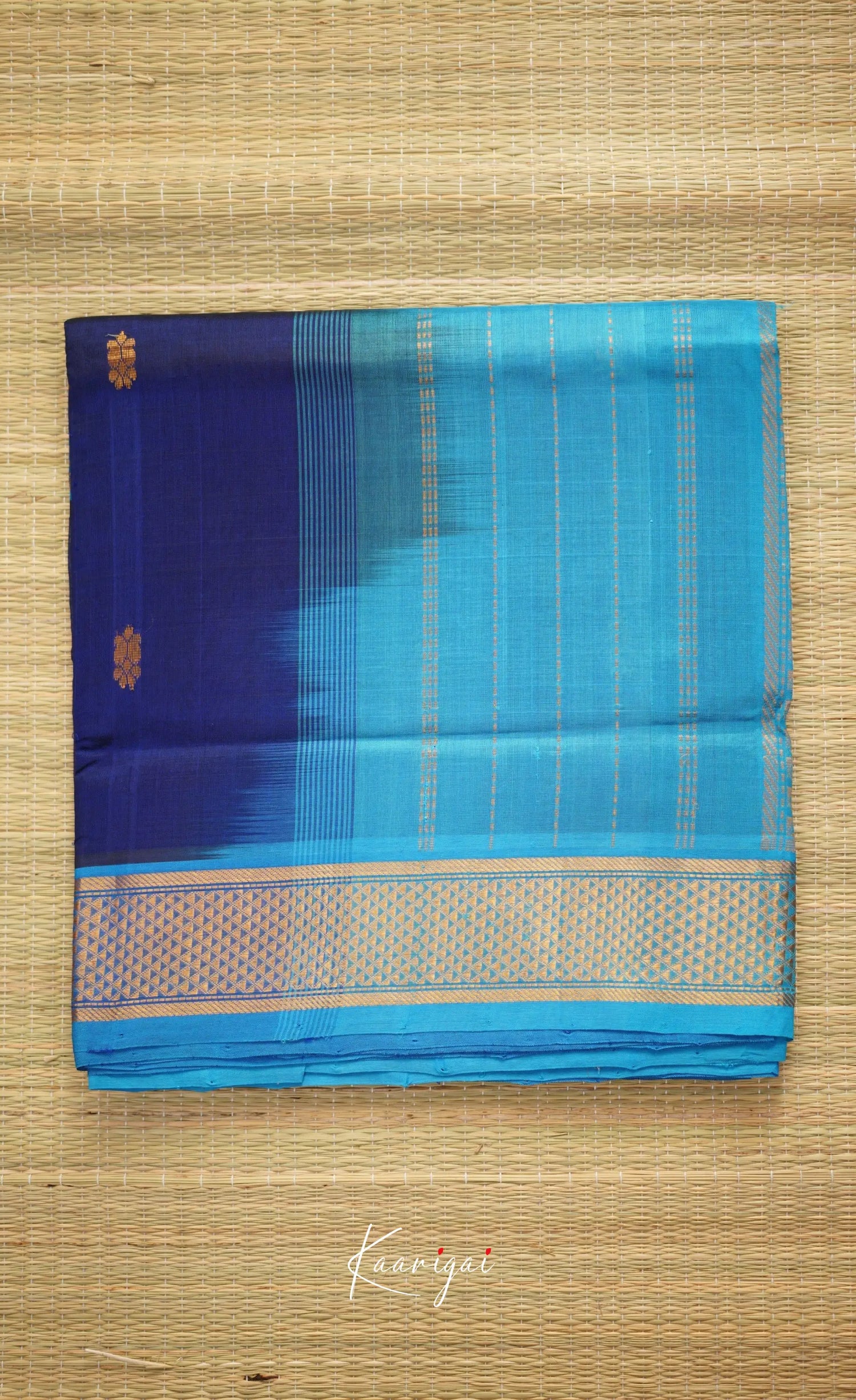 Chaarvi- Light Blue With Kanchi Silk Cotton Saree Sarees