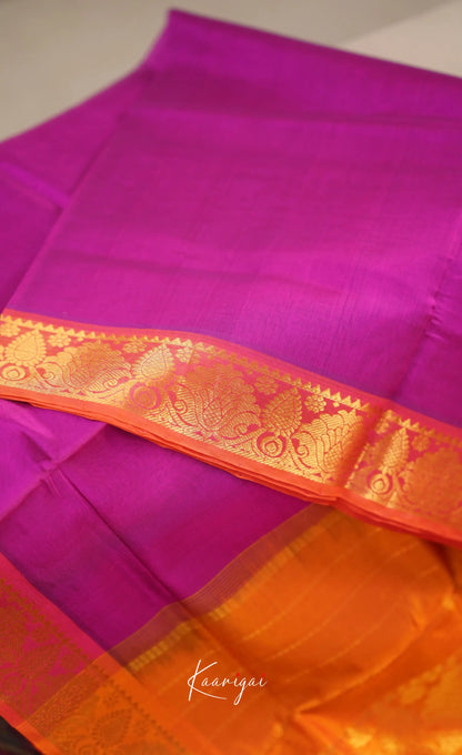 Chaarvi- Magenta Pink With Orange Kanchi Silk Cotton Saree Sarees