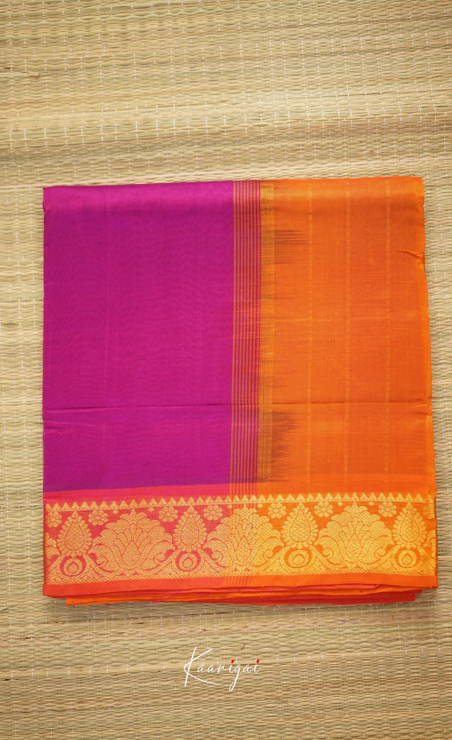 Chaarvi- Magenta Pink With Orange Kanchi Silk Cotton Saree Sarees