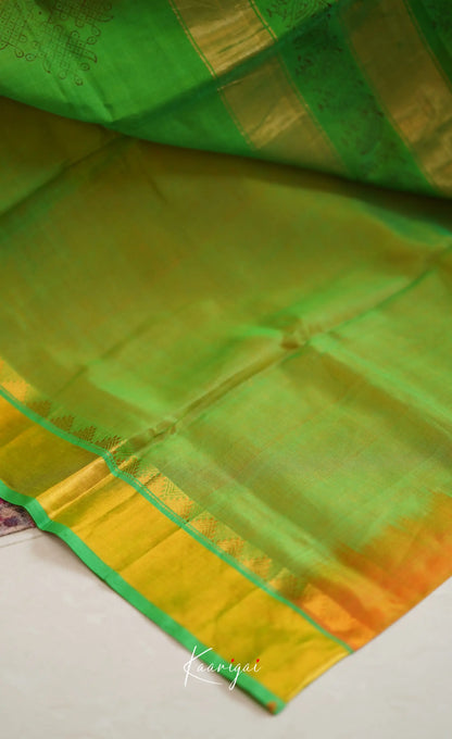 Chaarvi- Orange With Green Kanchi Silk Cotton Saree Sarees