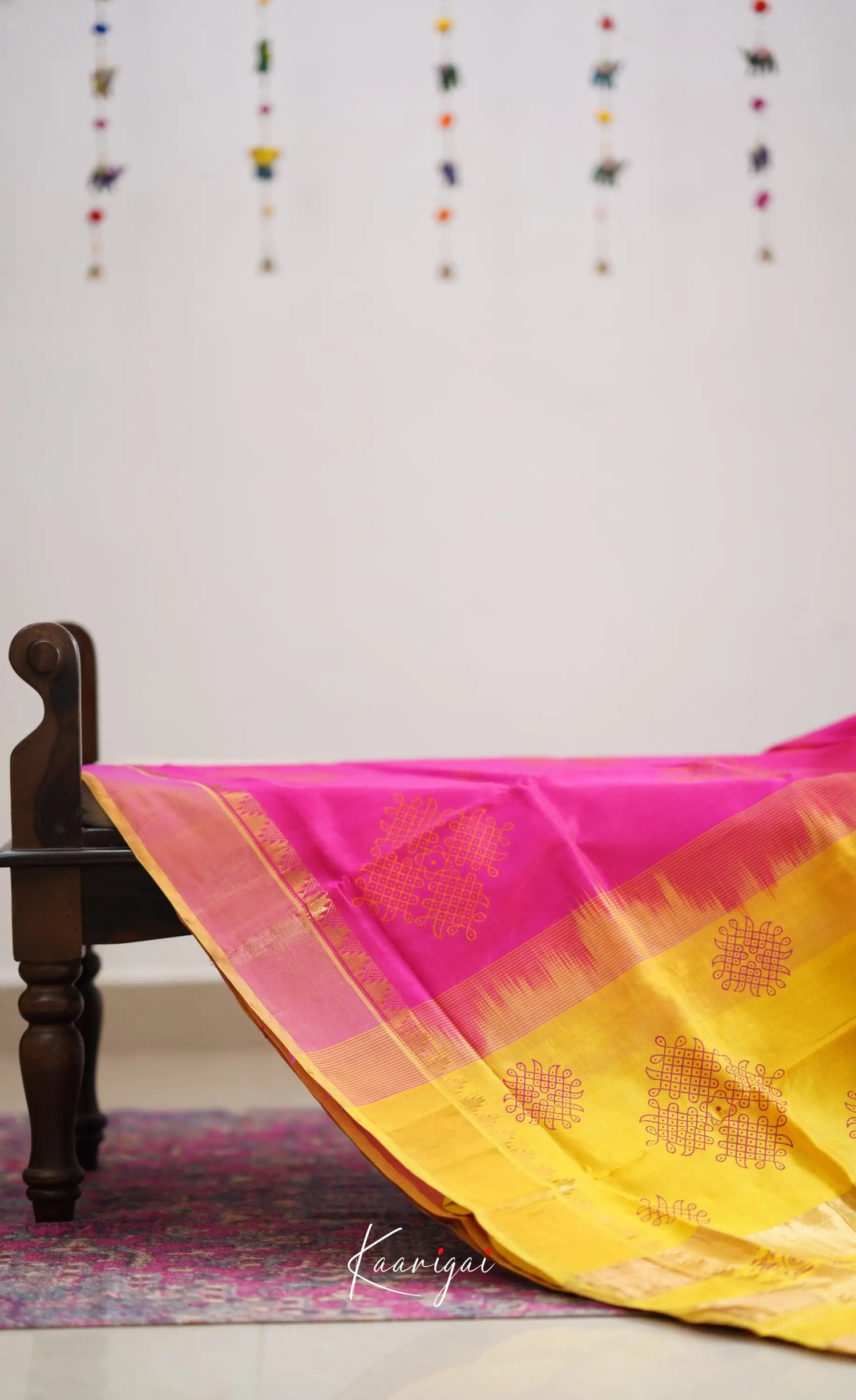 Chaarvi- Pink With Mustard Kanchi Silk Cotton Saree Sarees