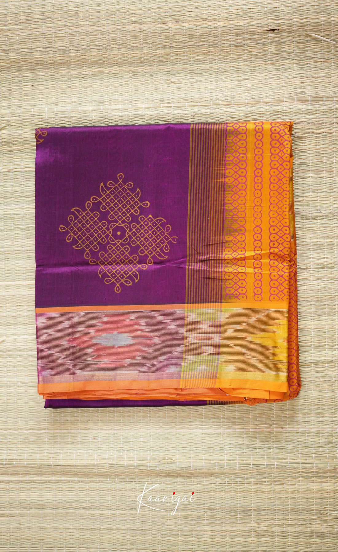 Chaarvi- Purple With Mustard Kanchi Silk Cotton Saree Sarees