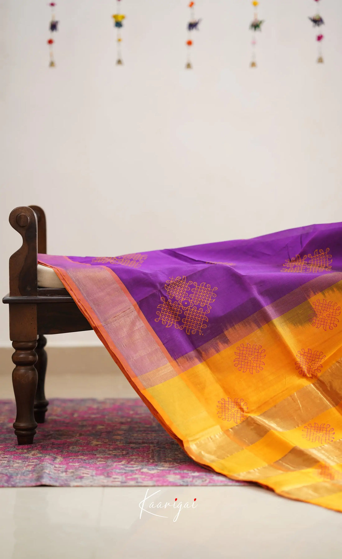 Chaarvi- Purple With Mustard Orange Kanchi Silk Cotton Saree Sarees