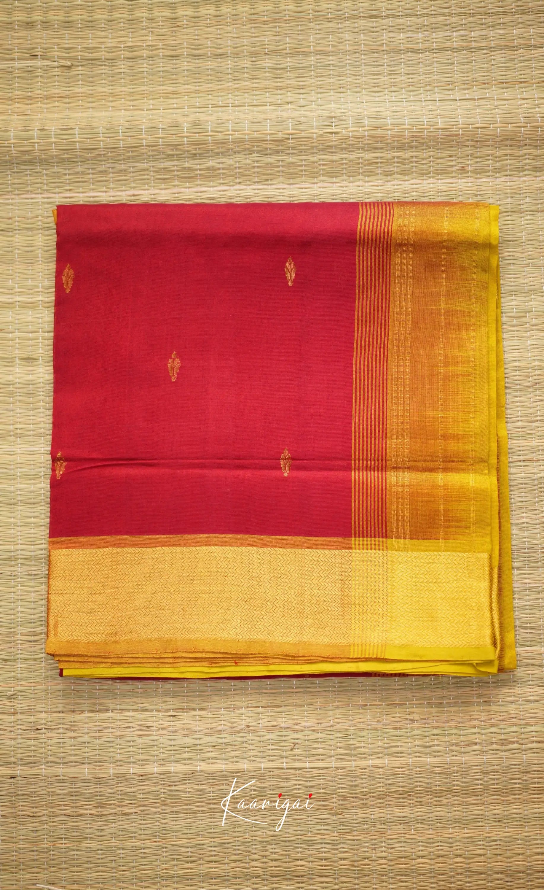 Chaarvi- Reddish Pink With Mustard Kanchi Silk Cotton Saree Sarees