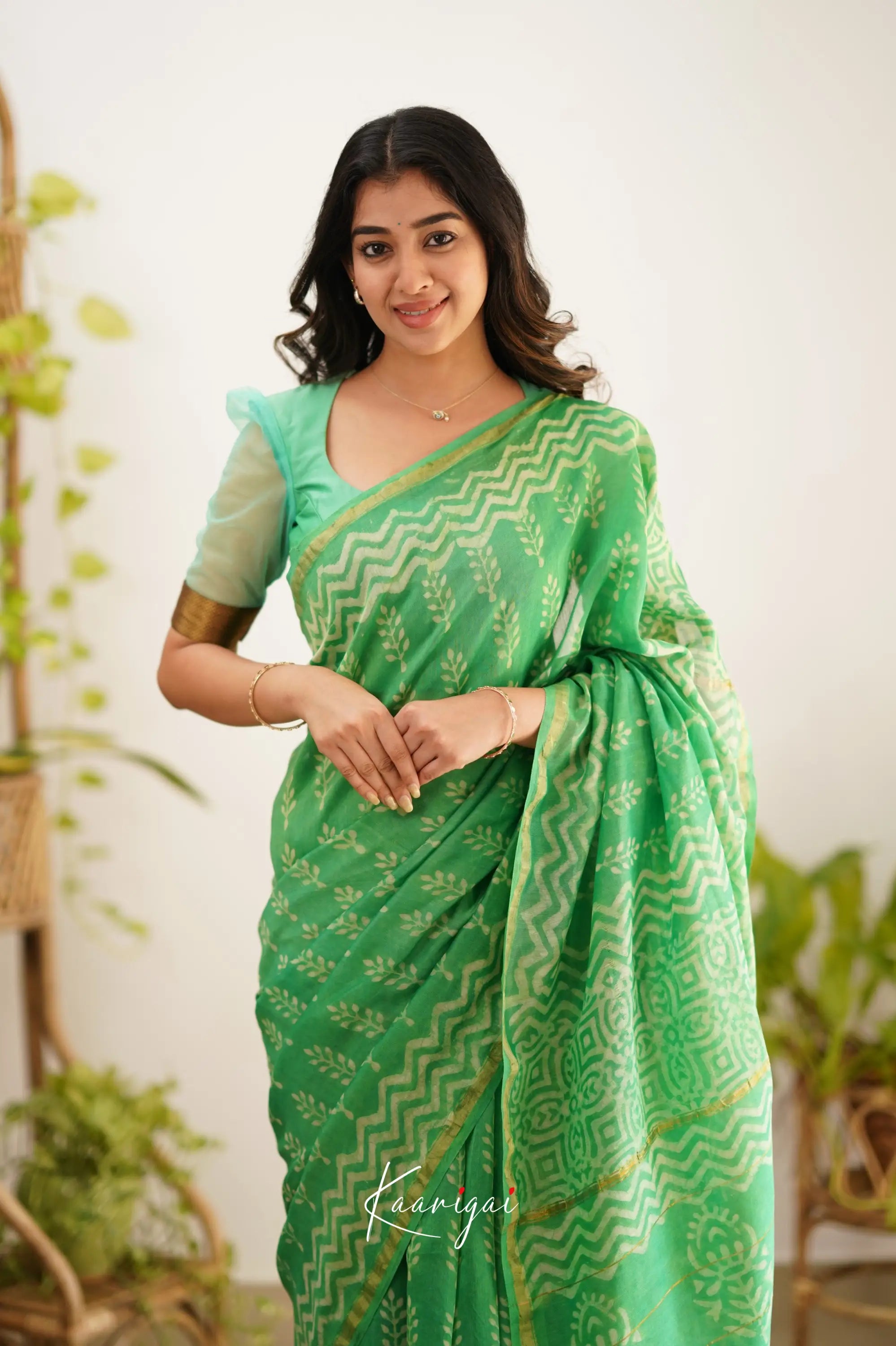 Chaavi Chanderi Saree - Sea Green Sarees