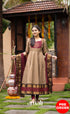 Chettinad Cotton Anarkali - Beige and Dark Maroon Anarkalis
