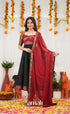 Chettinad Cotton Anarkali - Black and Maroonish Red Anarkalis