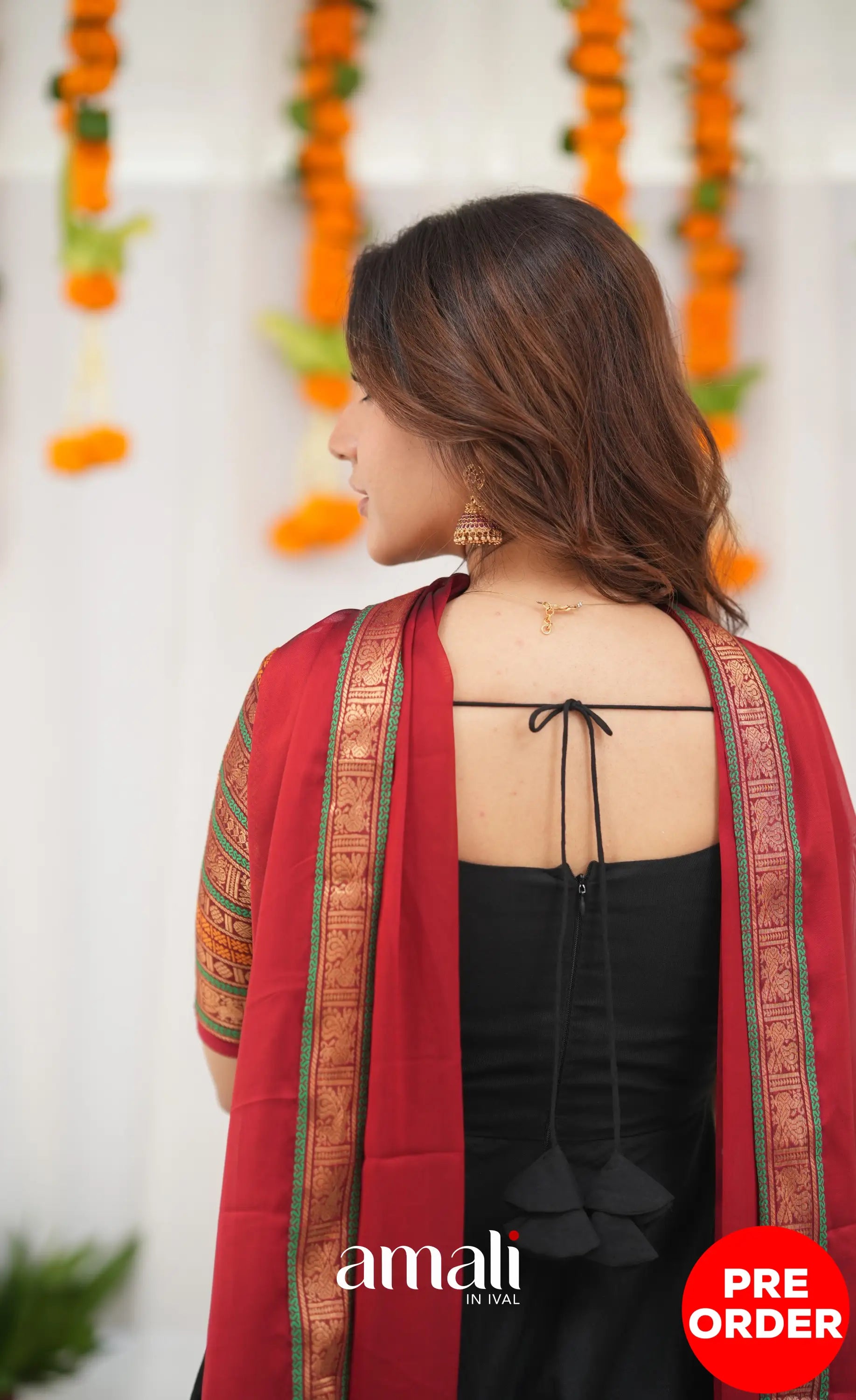 Chettinad Cotton Anarkali - Black and Maroonish Red Anarkalis