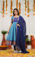 Chettinad Cotton Anarkali - Sky Blue and Dark Blue Anarkalis