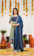 Chettinad Cotton Anarkali - Two Tone Sea Blue and Blue Anarkalis