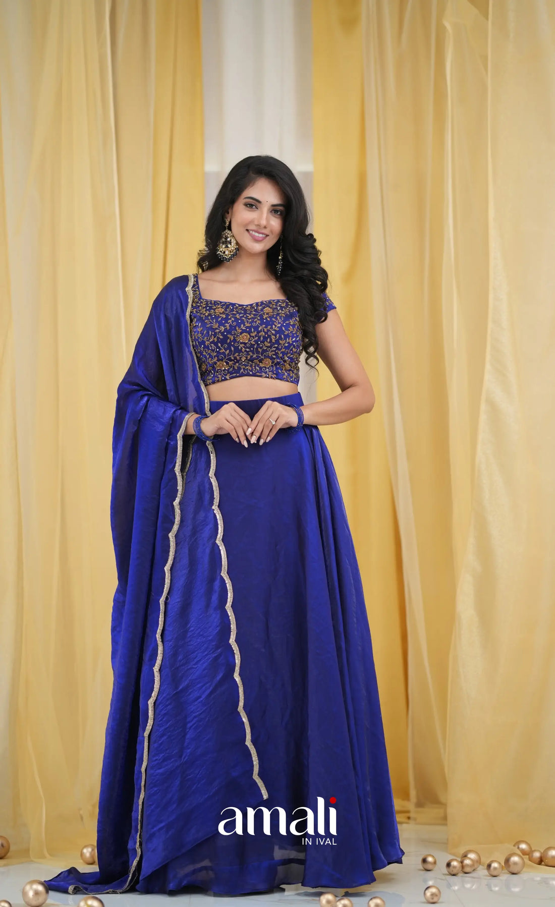 Coral - Crop Top and Skirt - Bright ink Blue crop top and skirts