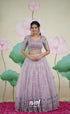 Coral - Lavender Net Lehenga crop top and skirts