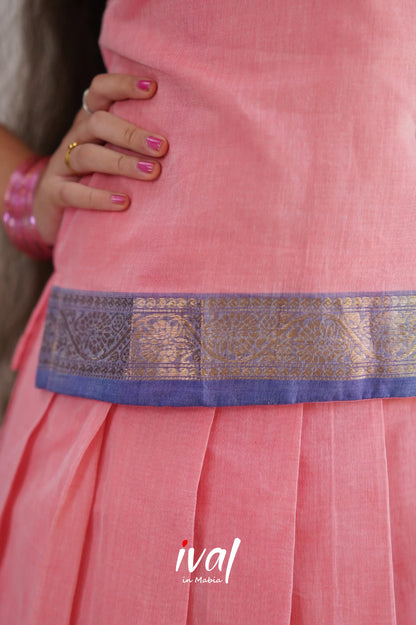 Cotton Pavadai Sattai - Baby Pink &amp; Blue Kids-Suttis