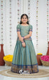 Cotton Pavadai Sattai Two tone Light Blue and Blue Kids Suttis