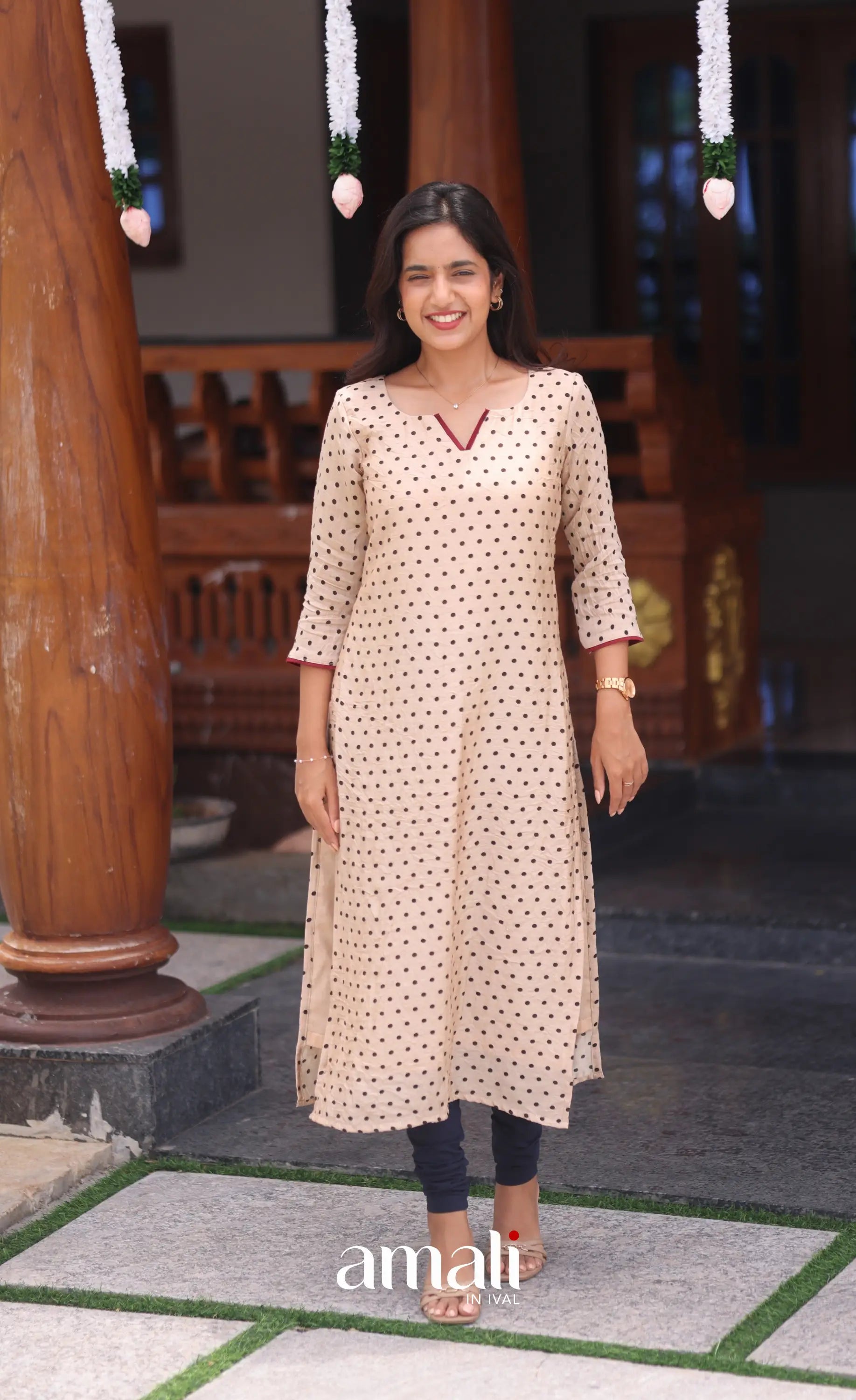 Cream and Dark blue Crush Blend Cotton Salwar - salwar