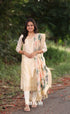 Cream and Green Blended Silk Salwar - salwar