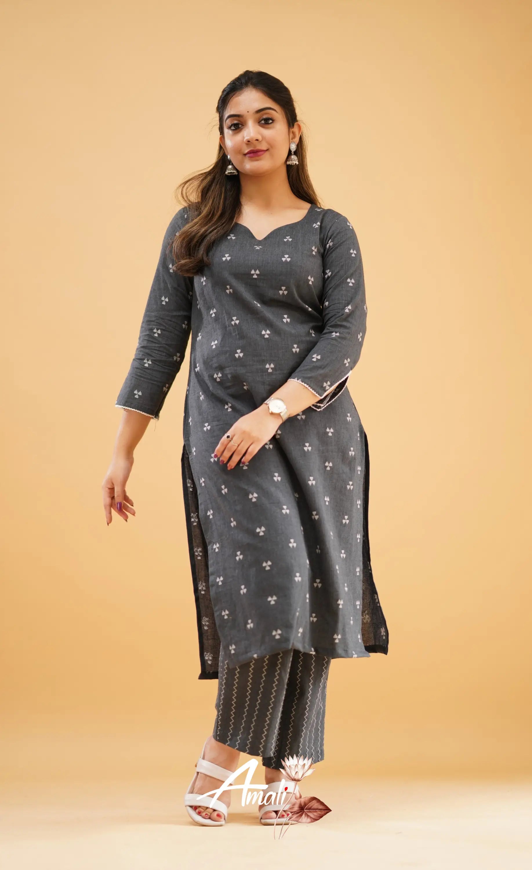 Dark Ash Handloom Cotton Co-Ord Set