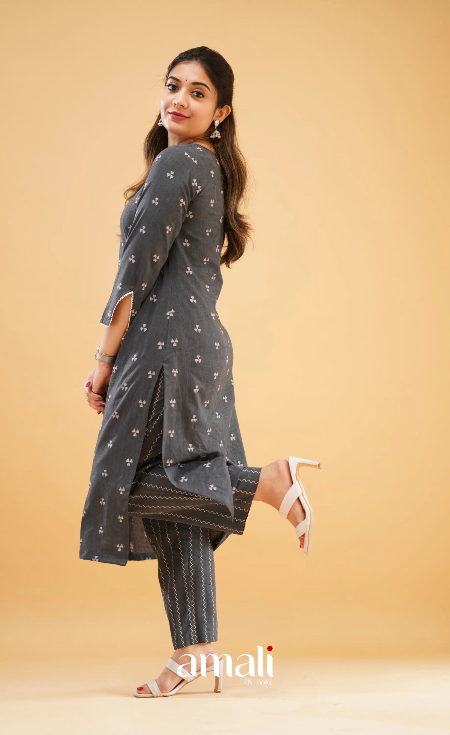 Dark Ash Handloom Cotton Co-Ord Set