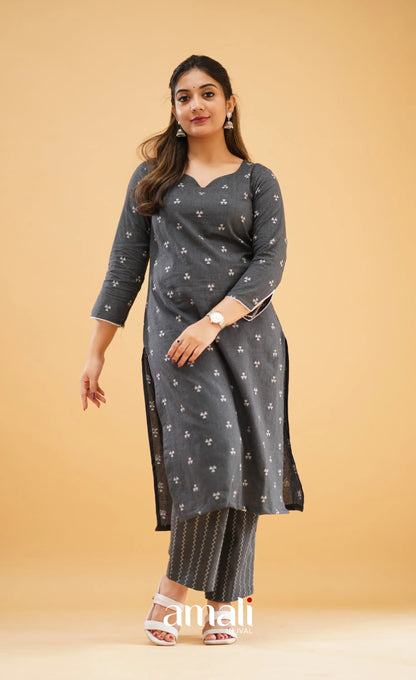Dark Ash Handloom Cotton Co-Ord Set