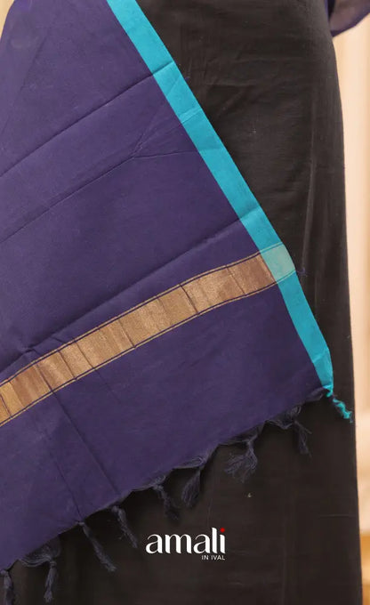 Dark Blue With Light Blue Chettinad Cotton Dupatta salwar
