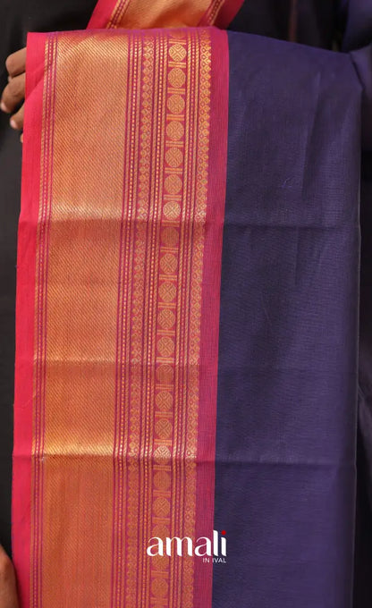 Dark Blue With Pink Chettinad Cotton Dupatta salwar