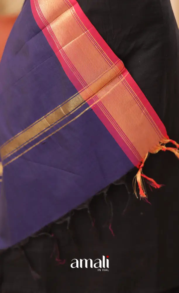 Dark Blue With Pink Chettinad Cotton Dupatta salwar