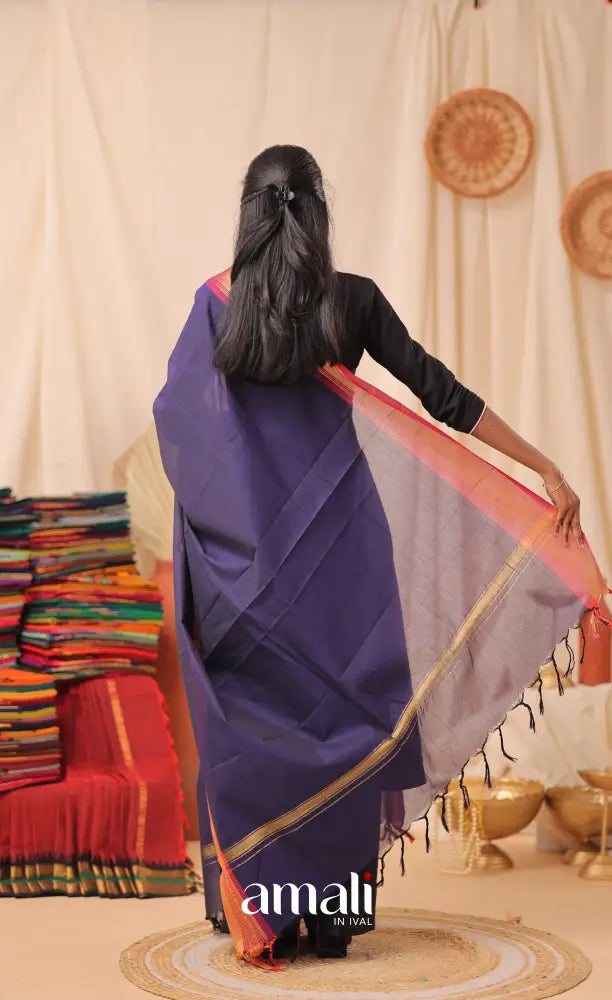 Dark Blue With Pink Chettinad Cotton Dupatta salwar