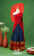 Dark Blue with Red Semi-Stitched Cotton Halfsaree Half Sarees