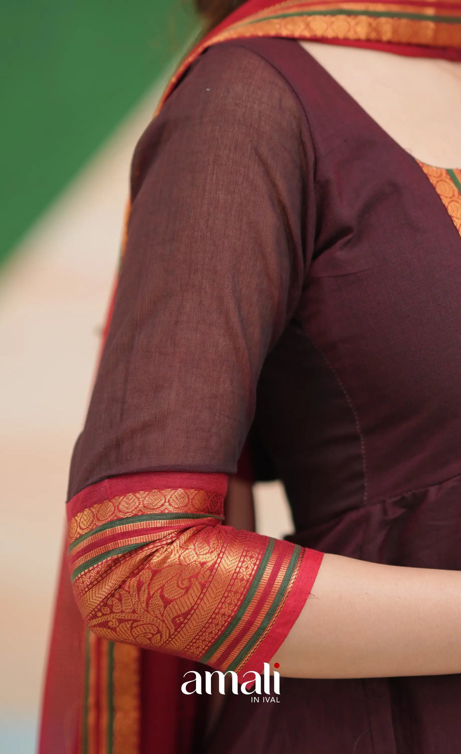 Dark Coffee Brown and Reddish Maroon Cotton Anarkali - Anarkalis