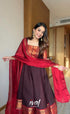 Dark Coffee Brown and Reddish Maroon Cotton Stretchable Anarkali - Anarkalis
