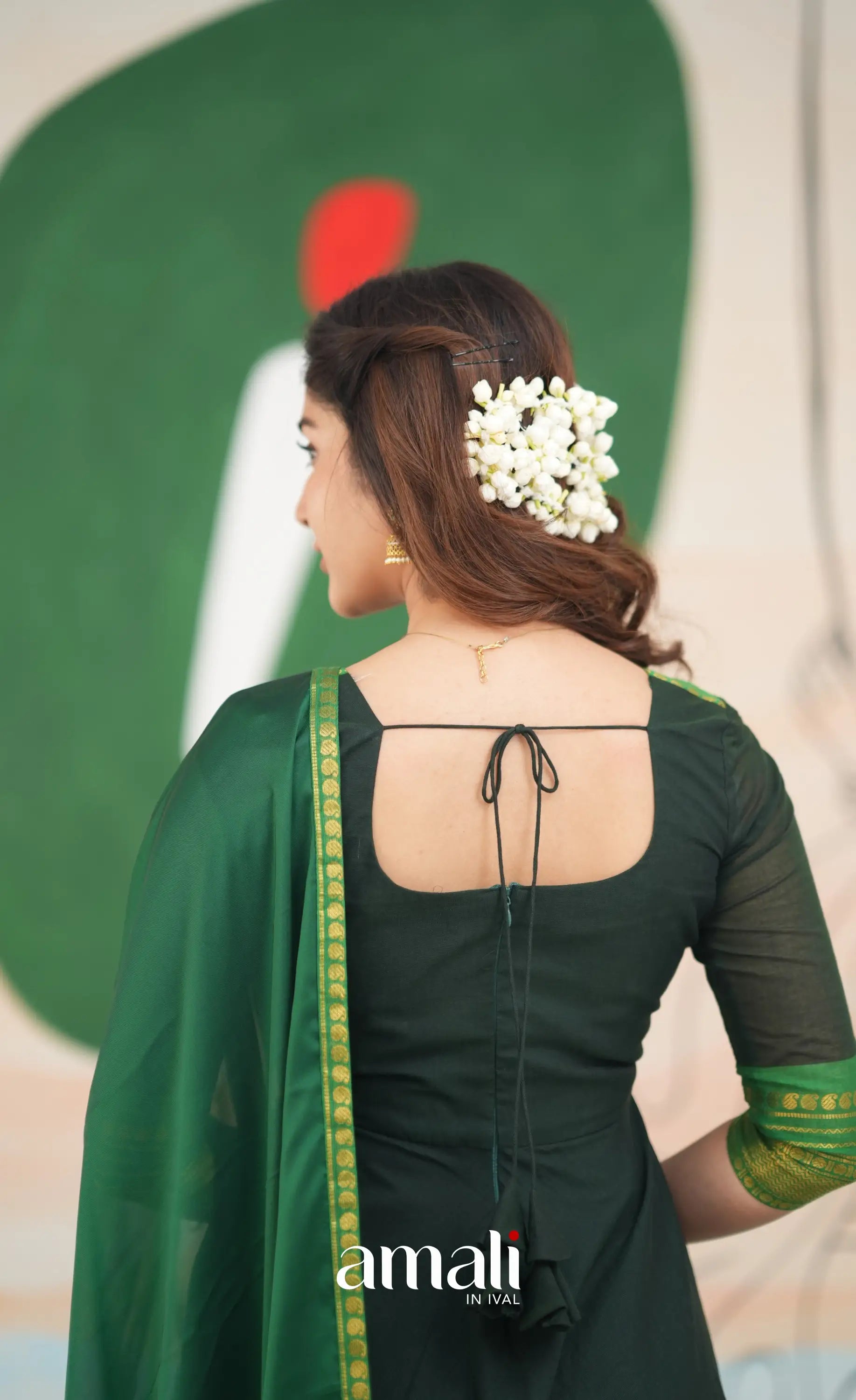 Dark Forest Green and Green Cotton Anarkali Anarkalis