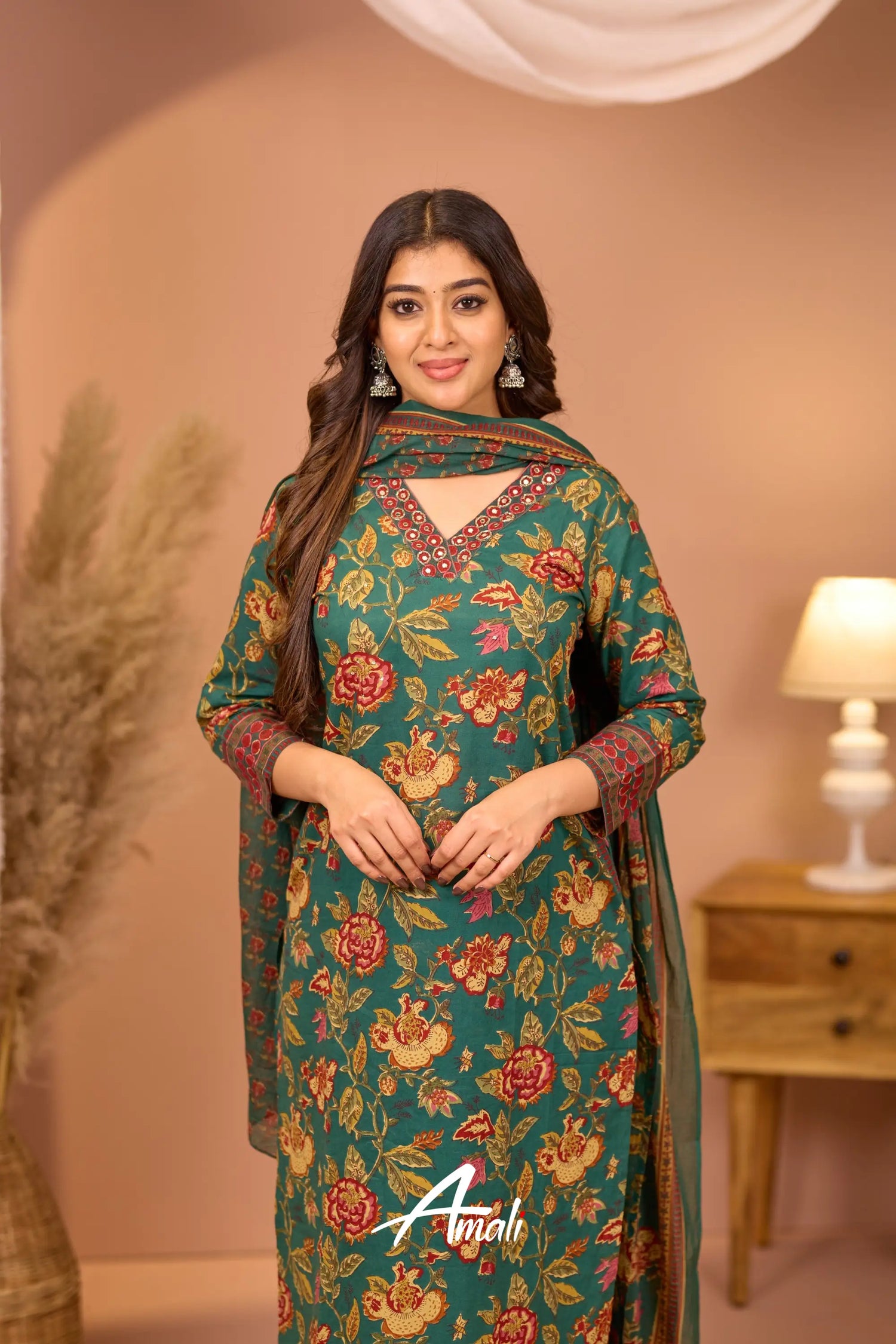 Dark Green Cotton Salwar Anarkalis