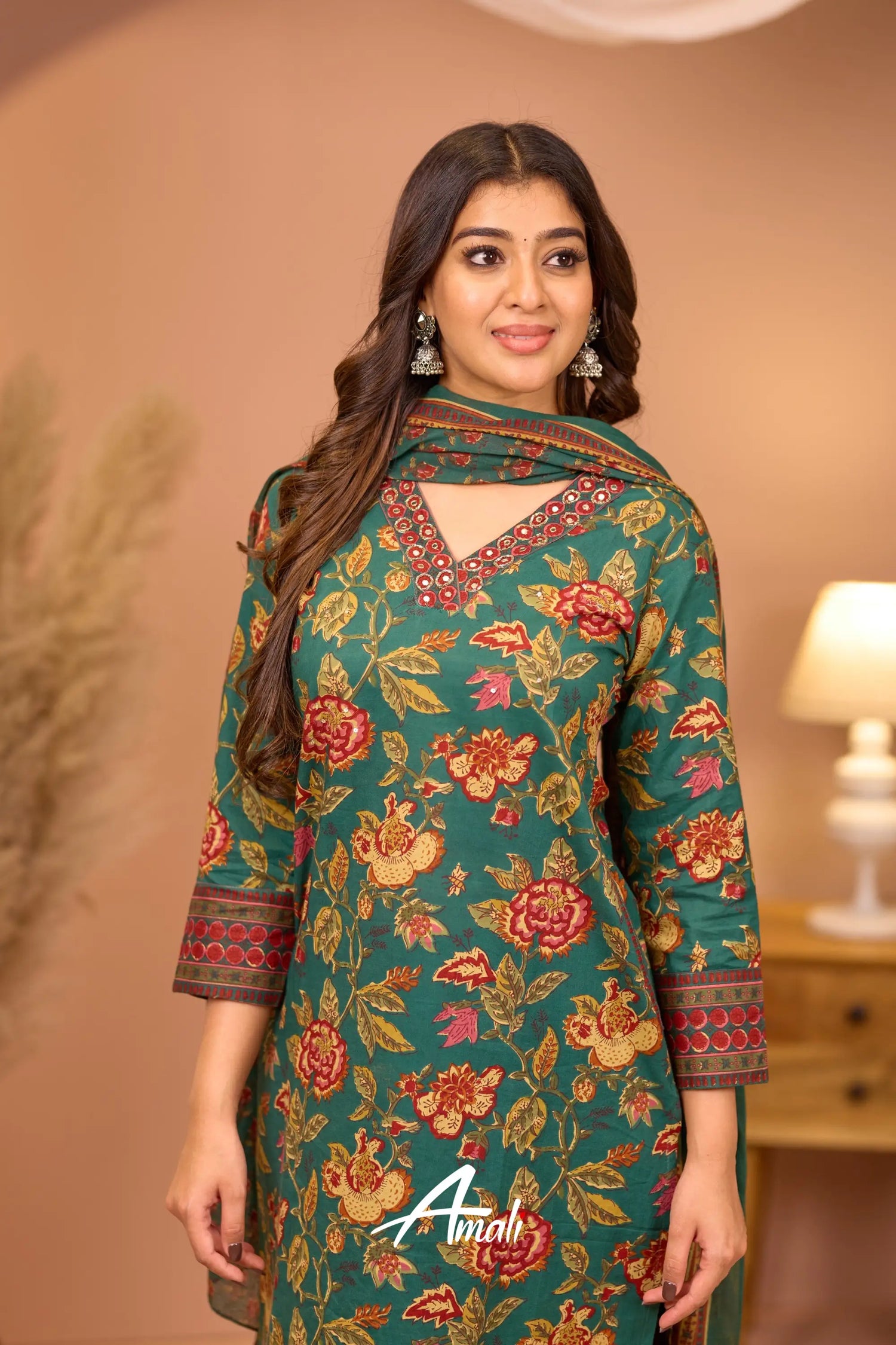 Dark Green Cotton Salwar Anarkalis