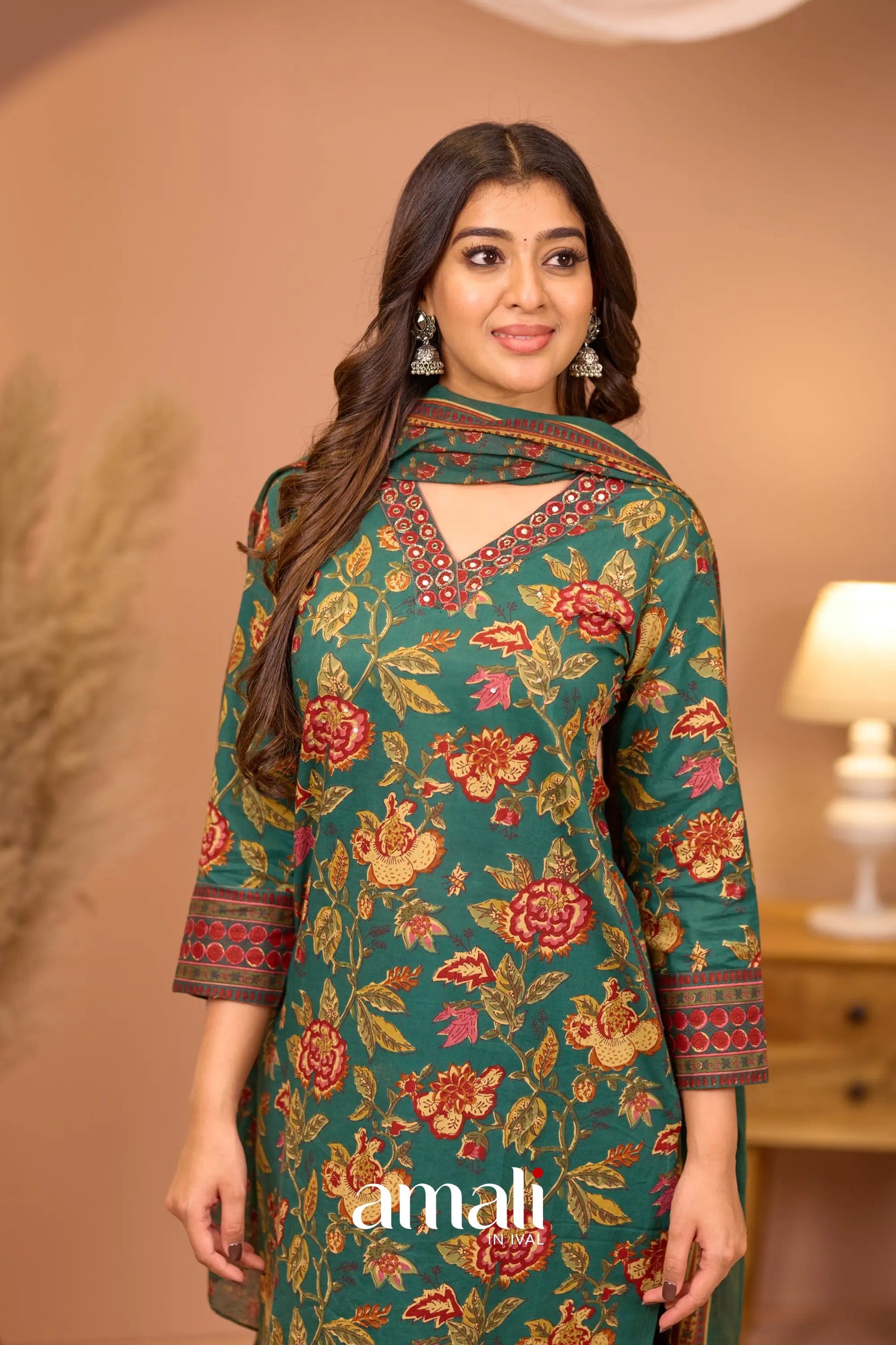 Dark Green Cotton Salwar Anarkalis